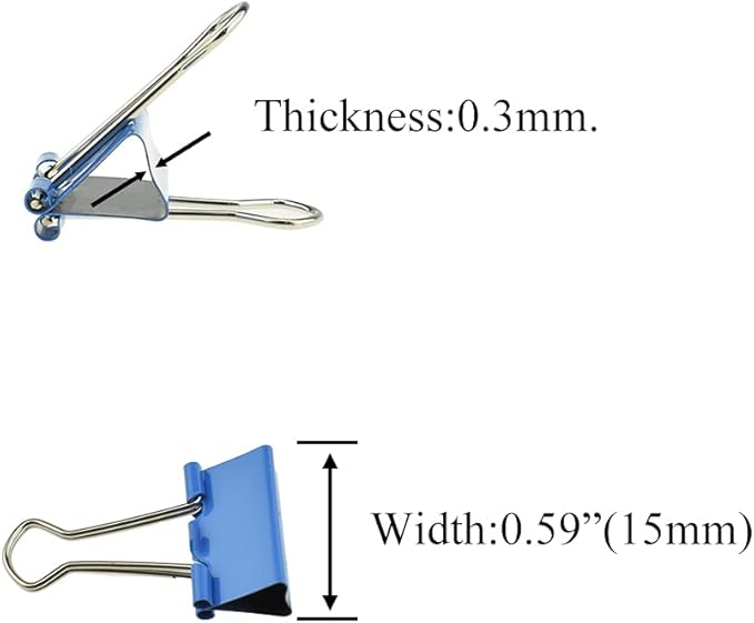 HAHIYO Binder Clips Paper Clamps Spring Steel Sturdy Mini 0.59 inches Width - Image 2
