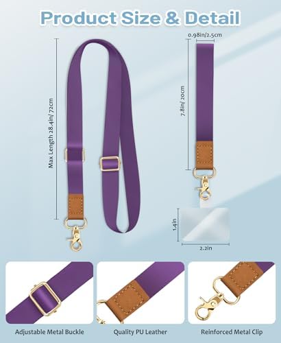 Yonlevres Phone Lanyard Crossbody Strap Wrist Neck Adjustable Women Purp - Image 6