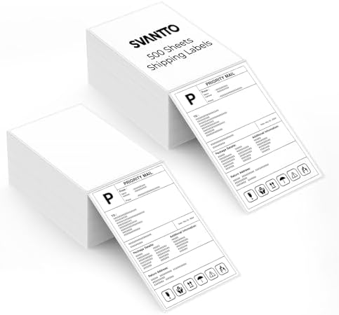 SVANTTO 4x6 Thermal Labels, 1000Pcs/2 Stacks, White Shipping Labels by Svantto