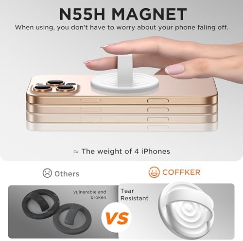 Magnetic Phone Grip for MagSafe, Silicone Ring Grip, White - Image 5