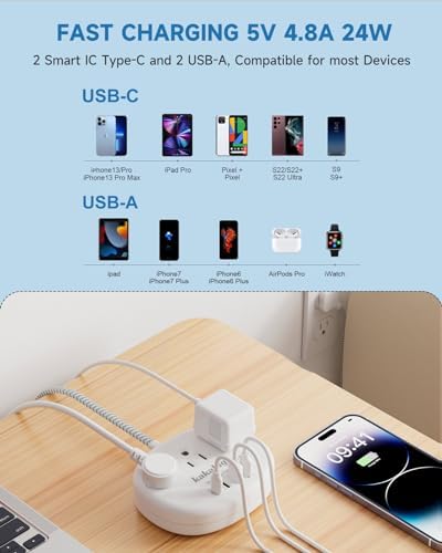 White Extension Cord - Braided Extension Cord 10 Feet - Image 6