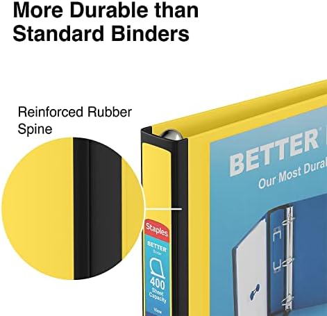Staples Better Binder, 1.5-Inch D-Ring View, Yellow, 350 Sheets - Image 5