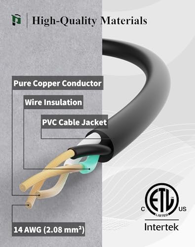 PLUGTUL 100FT Outdoor Extension Cord with Multiple Outlets | 14 Gauge, 3-Outlet, SJTW, 15A 14AWG 1875W SJTW, ETL Listed - Great for Garage, Garden and Home, Black - Image 3