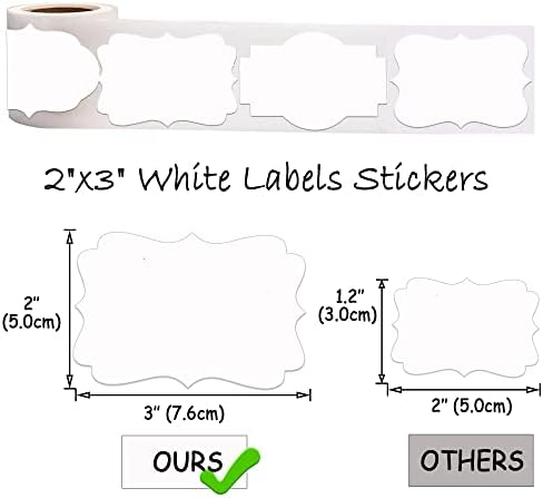 SALEMAR White Label Sticker, 2x3 inch Fancy Shape Labels for Essential Oil Bottle or Food Jars, Name Tags Stickers, 200PCS(White) - Image 2