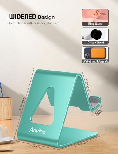 Aoviho Cell Phone Stand for Desk, Aluminum Phone Holder,Fresh Green - Image 4