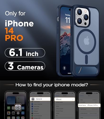 Temdan Magnetic Compatible with iPhone 14 Pro Case, [Built-in Invisible Kickstand][Compatible with MagSafe] [Military Grade Shockproof] Slim Translucent Matte Phone Case for iPhone 14 Pro 6.1" - Image 2