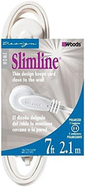 Woods Slimline 16/2 Flat Plug Extension Cord, 7ft, White, 2236 by Woods