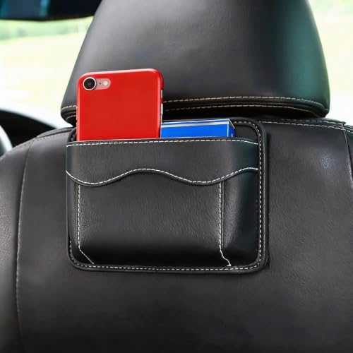 Car Seat Side Organizer, PU Leather Vehicle Storage Pocket, Universal Gap Filler for Auto Console Door Phone Document Sundries Organizer (Black) - Image 7