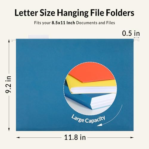 SUNEE Hanging File Folders, 50 Pack Letter Size Hanging File Folders with 1/5-cut Tabs, Stay Organized for Your Home and Office Bulk File, Documents and Paper,10 Assorted Colors - Image 5