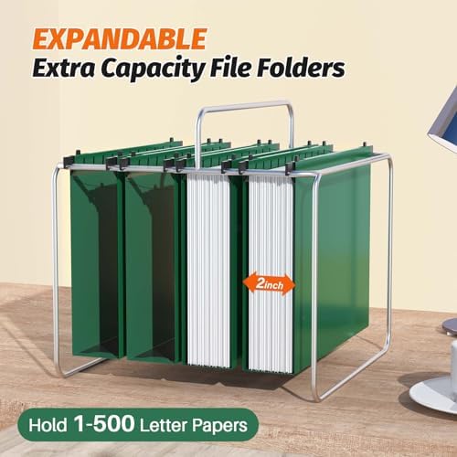 SHUTEX Plastic Hanging File Folder, 12 Pack, Letter Size, Green - Image 3
