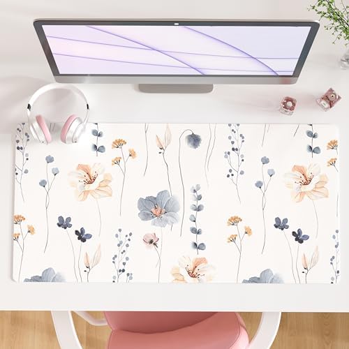 QIYI PU Leather Large Mouse Pad, Waterproof Desk Mat, 31.5" x 15.7", Sprigs by QIYI
