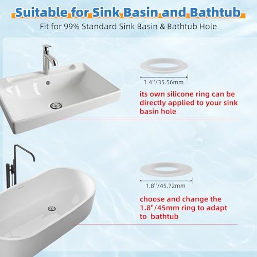 Universal Bathtub Drain Stopper, 2PCS Metal Shower Hair Catcher, Chrome - Image 2