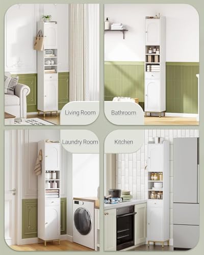 Hzuaneri Tall Bathroom Cabinet with Adjustable Shelves, Storage Cabinet - Image 4