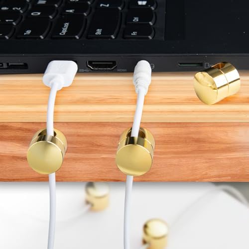 SmallCat 3 Sets Charger Holders for Cords, Gold Metal Cord Holder for Desk - Image 6