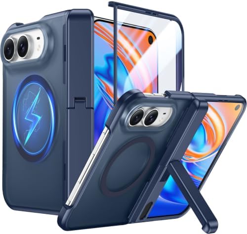 Temdan Magnetic for iPhone Duo Case Ultra Fold with Hidden Stand, Blue by Temdan
