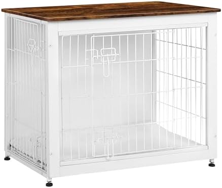 DWANTON 32.5" Dog Crate Furniture with Cushion, Wooden Kennel Table Indoor by DWANTON