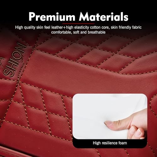 Car Center Console Cover, Waterproof Leather Multifunctional Armrest Booster Pillow with 2 Storage Bags Cup Holder, Tissue Box Slot, Universal for Most Cars with a Pack of Tissues (Red) - Image 3