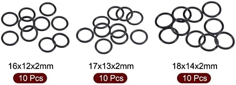 MECCANIXITY Nitrile Rubber O-Rings 16mm 17mm 18mm OD 12mm 13mm 14mm ID 2mm Thick Seal Gasket, Black 30in1 Set - Image 3