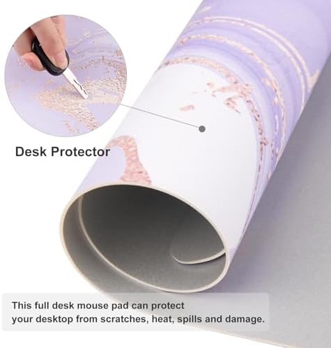 Faux Leather Large Mouse Pad, Office Desk Mat, 31.5"x15.7", Violet Marble - Image 4