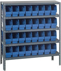 Quantum Storage Systems 1839-203BL Store More Steel Shelving Unit with 6" Shelf Bins, 18" D x 36" W x 39" H, Blue by QuantumStorageSystems