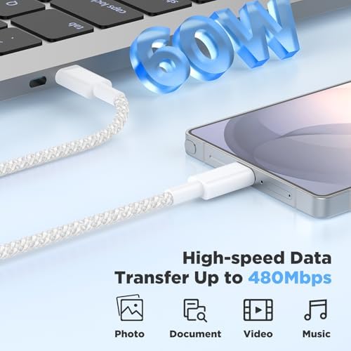 Hzevn 25W USB C Super Fast Charging Charger for Samsung Galaxy Phone, 3Pack Quick Charger Block with Braided Long USB C to C Cables (6/6/10ft) for Samsung Galaxy S25/S24/Plus/Ultra, Android/iPhone 17 - Image 4