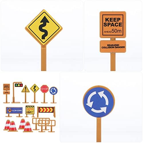 iplusmile Kids Traffic Signs Playset: 30pcs Street Traffic Cone Barricade Signs Crosswalk Signal Educational Mini Toys for Boys Girls, Ages 3+ - Image 6