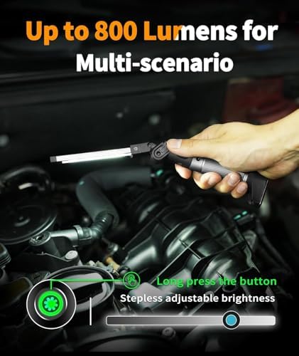 HOTLIGH Magnetic Work Light - 800 Lumens Rechargeable Work Light with Multifunctional Foldable Design, 2200 mAh Mechanic Light, 3 Lighting Modes Magnetic Flashlight for Car Repairing/Emergency, 1 Pack - Image 2