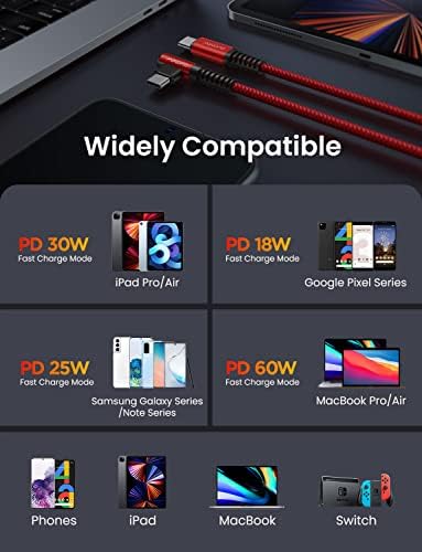 AINOPE Short USB C to USB C Cable 1.5FT 1 Pack 60W Fast Charging Nylon Braided Type C Cable for iPhone 17 Pro Max Plus Samsung Power Bank Travel Essentials Red - Image 5