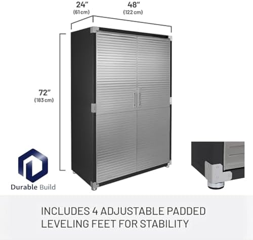 Heavy Duty Steel Storage Cabinet with Double Doors, Adjustable Shelves, Door Secured Lock, Large Capacity Organizer for Garages,Offices and Warehouses (Graphite, 48" W x 24" D x 72" H) - Image 2