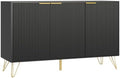 Storage Cabinet with 3 Fluted Doors and Adjustable Shelves, Black丨Modern Wood Accent Table, Sideboard Buffet Cabinet, Console Table for Living Room, Hallway, Entryway by Provideyouwithbestproduct%EF%BC%81