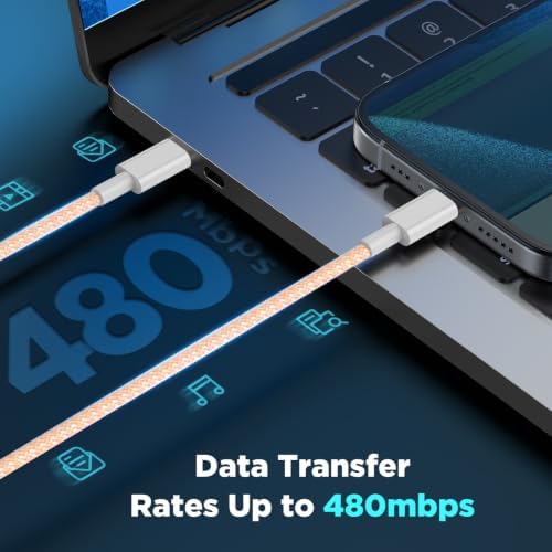 USB C to USB C Cable 6FT+10FT 2Pack 60W iPhone 17 16 15 Charger Cord Long Type C to C Cable Fast Charging for Apple iPhone 17 16 15/Pro/Pro Max/Plus/iPad Pro Air/MacBook/Air/Mini/Samsung Galaxy-Orange - Image 3