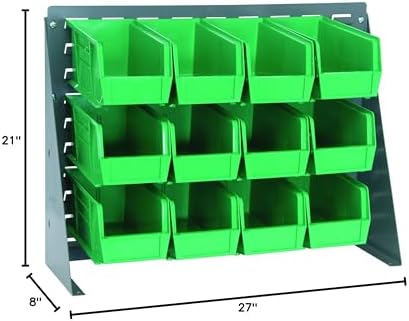 Quantum Storage Systems QBR-2721-230-12GN Ultra Bin Complete Bench Rack Package with 12 Ultra Bins, 27" x 8" x 21" , Green - Image 2
