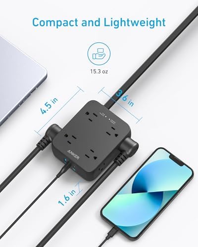 Anker Power Strip with 2000J Surge Protector, 10ft Outlet Extender, 20W 8AC - Image 5