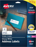 Avery Address Labels, Sure Feed and Easy Peel Technology, Glossy White Labels,Permanent, Laser/Inkjet, 750 Total (6526), 1" X 2-5/8" (Pack of 5) by Avery
