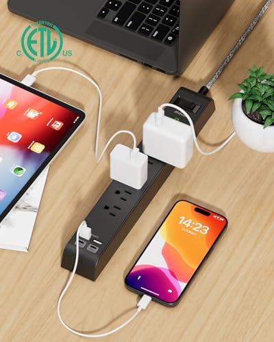 2 Pack Surge Protector Power Strip with 6 Outlets 4 USB Ports - Image 3