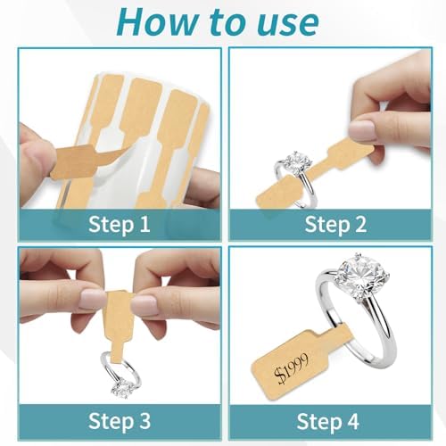 550 Pcs Jewelry Tags Roll for Necklace Earring Price Identify,Self Adhesive Kraft Blank Dumbbell Jewelry Stickers Labels for Bracelet, Ring, Clothing Display （Kraft） - Image 4