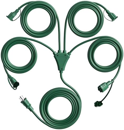 Eversimpleinc 1 to 4 Splitter Extension Cord, 3 Prong Plug 46FT by EversimpleInc