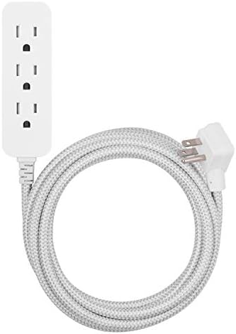 Cordinate 3 Outlet Power Strip 15 Ft Braided Extension Cord, 16 Gauge by Cordinate