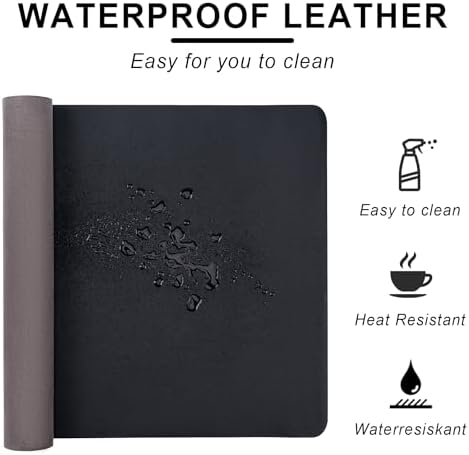 Leather Desk Pad Protector,Non-Slip Desk Pad(LightGrey, 35.4" x 17") - Image 4