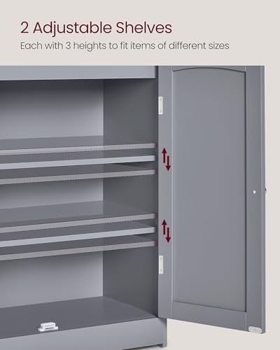 VASAGLE Tall Bathroom Storage Cabinet, Floor Cabinet with 2 Doors, 39.4" H - Image 6