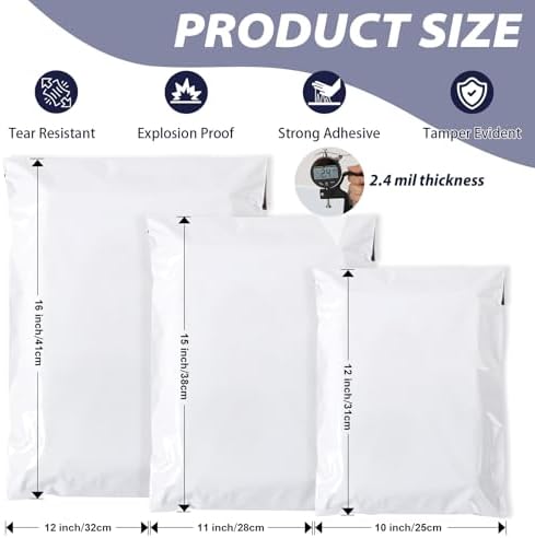 Oududianzi Poly Mailers Variety Size Pack, 30PCS Shipping Bags, Packaging Bags, Self-Seal Polymailers, Mailers Poly Bags, Assorted Shipping Envelopes for Small Business (10x12, 11x15, 12.5x16) - Image 2