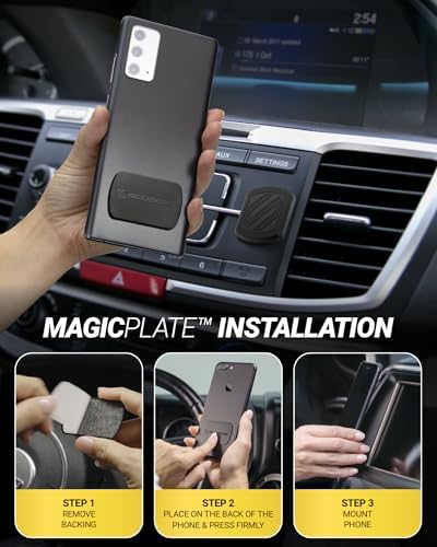 Scosche Extra Strength Magnetic 3M Flush Mount Phone Holders for Your Car Dashboard and Flat Surfaces, Low Profile Cell Phone Holder with Thick Metal Plate for iPhone and Android, Not MagSafe, 2-Pack - Image 4