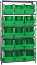 Quantum Storage Systems MSU-533GN Solid Heavy Duty 6 Shelves 15 MAGNUM Green Bins 75" H x 42" W x 18" D by QuantumStorageSystems