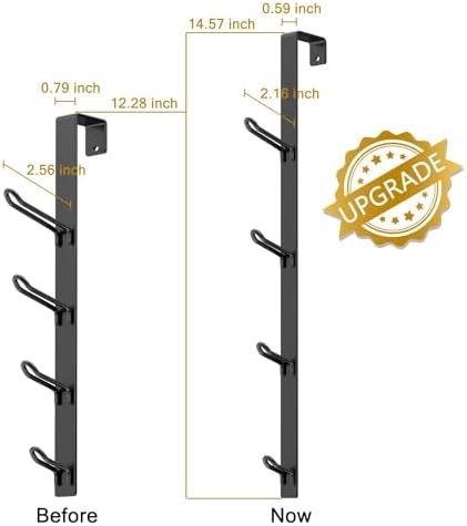 niffgaff Door Hooks Towel Hanger: Black Heavy Duty Over Door Coat Hanger for Bathroom，Bedroom，4 PCS,for 1.7'' Doors - Image 3