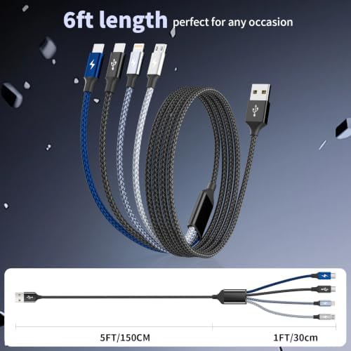 4 in 1 Multi Charging Cable, 2 Pack 6FT Charging Cords for Multiple Devices - Image 6