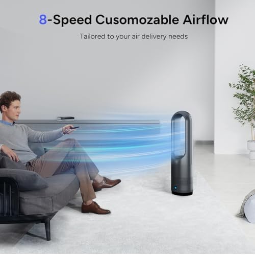 Bladeless Fan,22Inch Hot & Cooling Combo Tower Fan 80° Oscillating, 9H Timer, 8 Speeds, Portable Quiet for Indoor, Bedroom, Home Office Room - Image 2