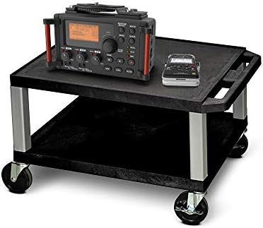 Luxor WT16-N 16"H AV Cart - Two Shelves - Nickel Legs, Multipurpose Storage for Video Projector, TV, Laptop, Computer, Printer Stand, 24"W x 18"D x 16"H - Image 4