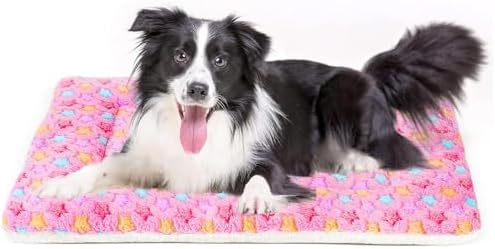 Mora Pets Dog Crate Pad Bed Ultra Soft Pet Mat Star Print Pink 35 x 23 Inch by MoraPets