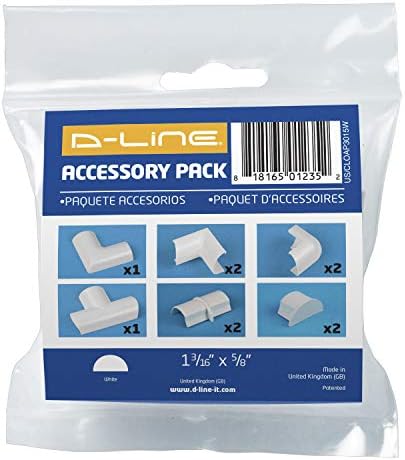 D-Line Medium Cable Raceway Accessory Pack, Join 1.18in x 0.59in Cord Cover Lengths, 10 Accessories Included, Hide Cords Around a Variety of Angles - White - Image 5