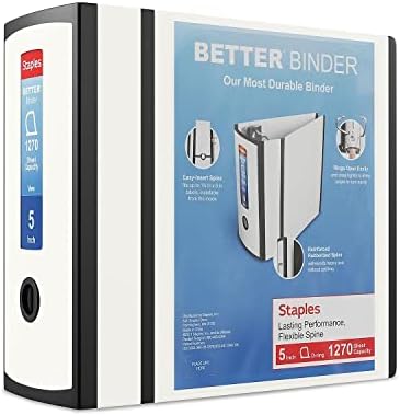 Staples Better 5-Inch D-Ring View Binder, Reinforced Spine by Staples